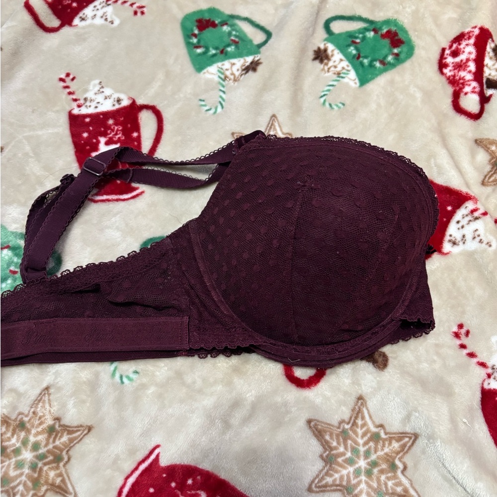 PINK Victoria's Secret Deep Burgundy Lace Bra